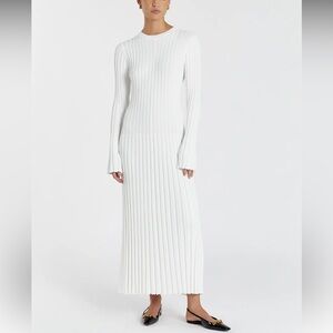 Ada Off White Long Sleeve Midi Dress